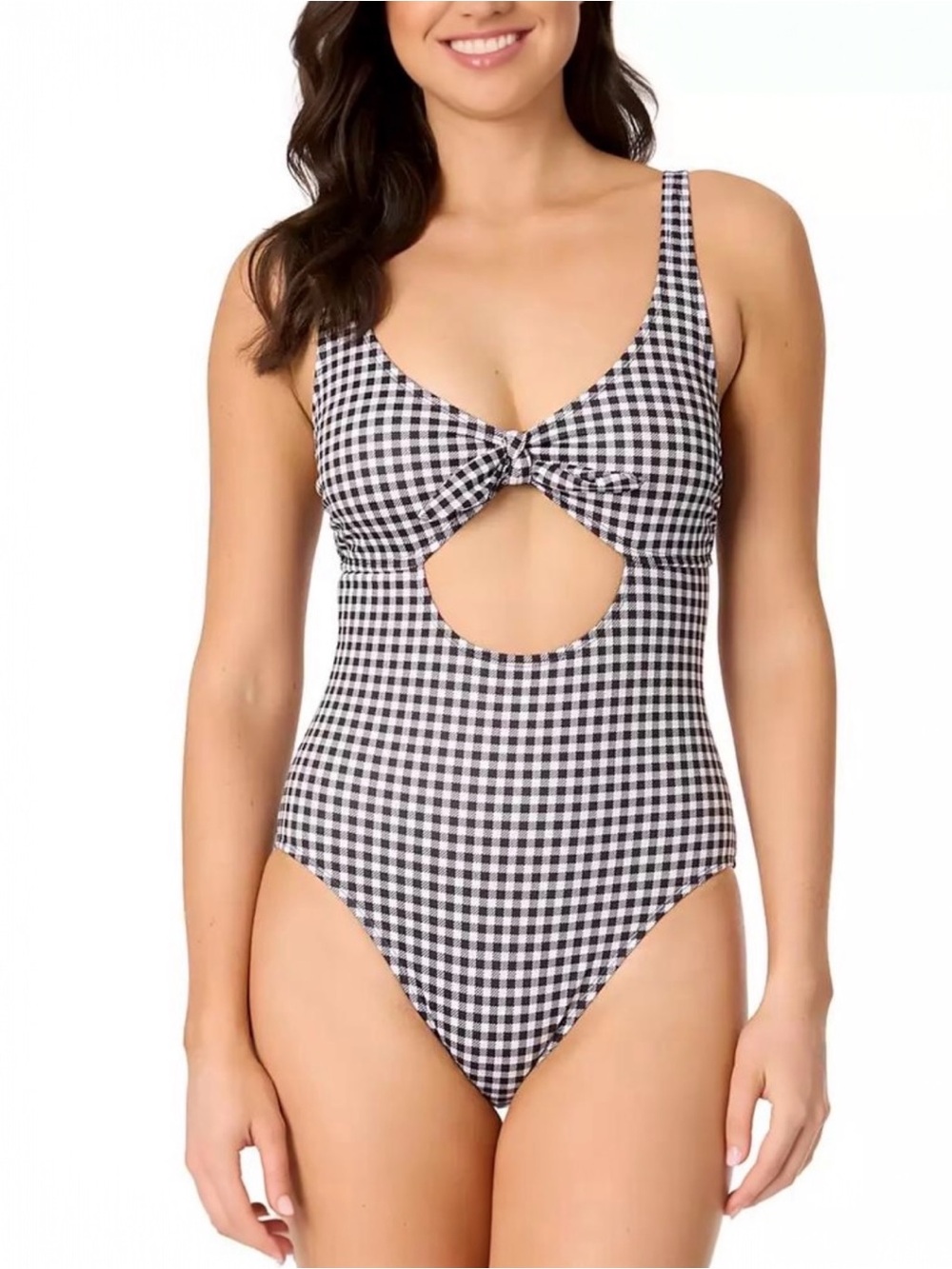 NWT Salt + Cove Cutout Gingham Plaid One-Piece Swimsuit